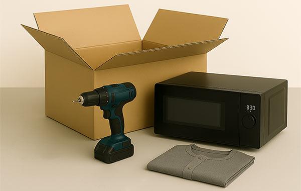 Produktbeispiel zu großen Kartons Produkte, die in großen Kartons verpackt werden können