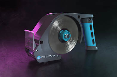 ZeroTape – der ergonomische Handabroller Brand Bild zum ZeroTape Abroller vor dunklem Hintergrund