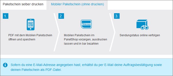 Paket online als mobilen Paketschein beschriften