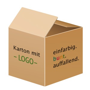Karton bedruckt mit individuellem Logo als Beispiel