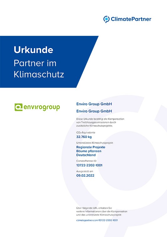 Urkunde von Climate Partner – Urkunde von Climate Partner –