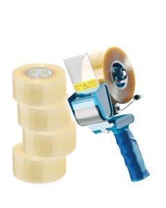 Test-Set e-Tape® | Abroller inkl. e-Tape® + Klebeband (transparent)