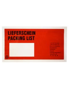 Begleitpapiertasche Rot, DIN C6, mit Aufdruck Lieferschein