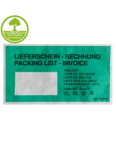 Papier-Dokumententasche Hellgrün Lieferschein/Rechnung, DIN Lang