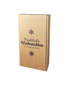 Geschenkkarton "Fröhliche Weihnachten"- 190 x 93 x 360 mm, 2er Wein/Sekt