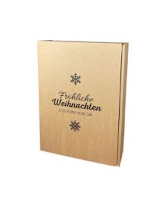Geschenkkarton "Fröhliche Weihnachten"- 255 x 93 x 360 mm, 3er Wein/Sekt