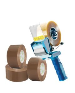 Test-Set e-Tape® | Abroller inkl. e-Tape® + Klebeband (braun)