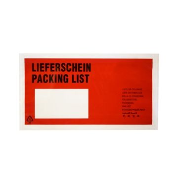 Begleitpapiertasche Rot, DIN C6, mit Aufdruck Lieferschein