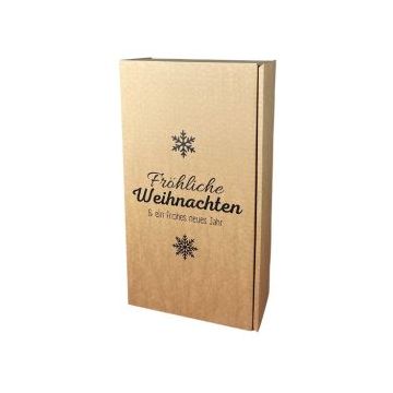 Geschenkkarton "Fröhliche Weihnachten"- 190 x 93 x 360 mm, 2er Wein/Sekt