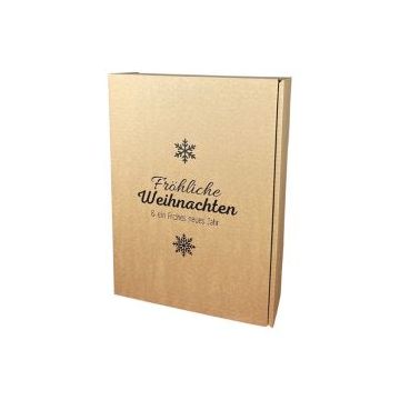 Geschenkkarton "Fröhliche Weihnachten"- 255 x 93 x 360 mm, 3er Wein/Sekt