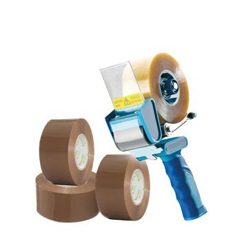 Test-Set e-Tape® | Abroller inkl. e-Tape® + Klebeband (braun)