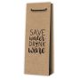 Papiertragetasche natur "Save Water Drink Wine" 125 x 85 x 360 mm