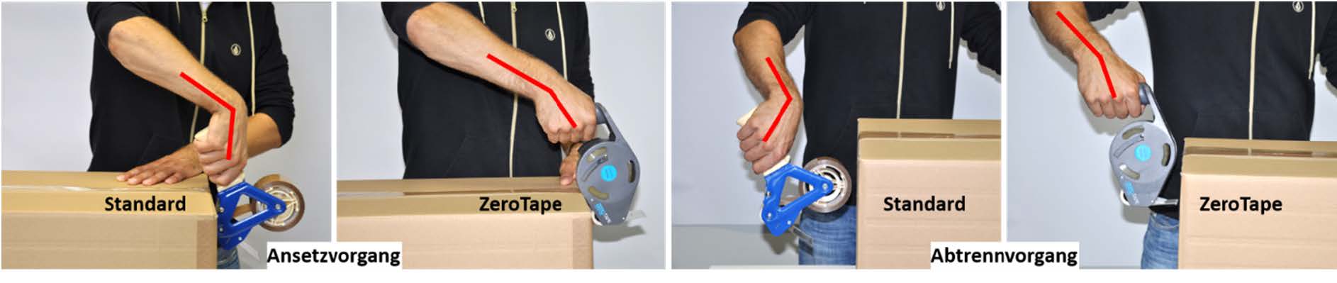 Ansetzvorgang ZeroTape Vergleich