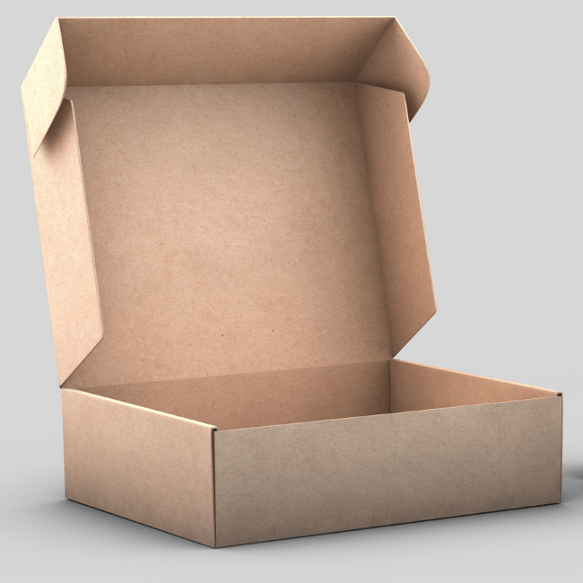 Braune Versandverpackung Braune Versandtasche in geöffnetem Zustand