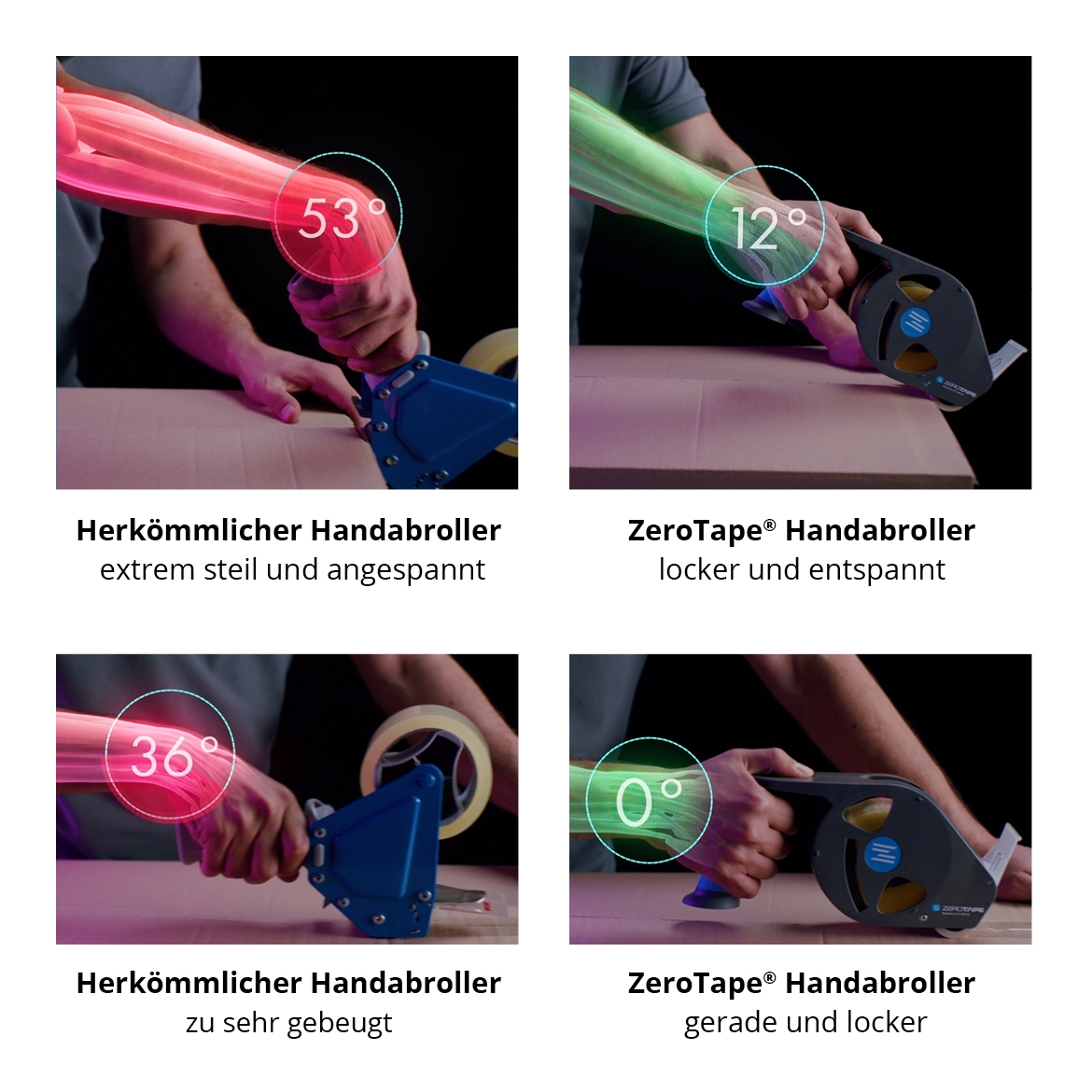 ZeroTape Handgelenksdehnung Vergleich mit Standardabroller